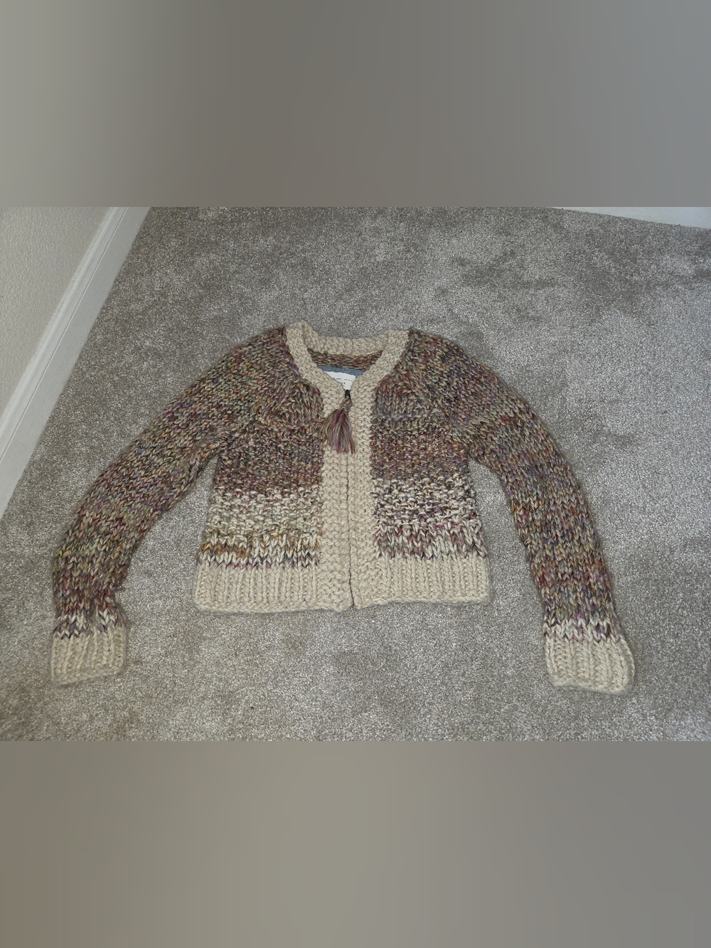 Angel of the North Color Block Knit Cardigan in Multicolor XS